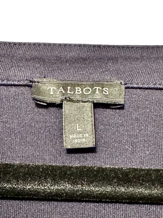 Talbots Embroidered Scalloped Sleeve Navy Blue Shift Dress Large - Picture 6 of 7